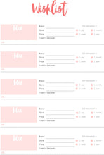 Load image into Gallery viewer, Wishlist Insert, Printable Tracker Template. Christmas, birthday, holiday, shopping wish list. Gifts for me. Make a wish. Giftlist PDF. A5
