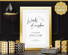 Load image into Gallery viewer, Words of Wisdom Graduation Party Sign, Editable Template, Graduate Advice Poster, College, High School Grad Sign, Class of 2022 Wishes | Brit Mono
