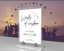 Load image into Gallery viewer, Words of Wisdom Graduation Party Sign, Editable Template, Graduate Advice Poster, College, High School Grad Sign, Class of 2022 Wishes | Brit Mono
