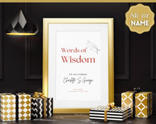 Load image into Gallery viewer, Words of Wisdom Graduation Party Sign, Editable Template, Graduate Advice Poster, College, High School Grad Sign, Class of 2022 Wishes | Red
