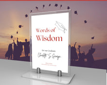 Load image into Gallery viewer, Words of Wisdom Graduation Party Sign, Editable Template, Graduate Advice Poster, College, High School Grad Sign, Class of 2022 Wishes | Red
