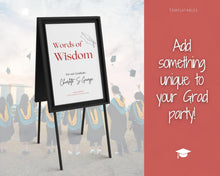 Load image into Gallery viewer, Words of Wisdom Graduation Party Sign, Editable Template, Graduate Advice Poster, College, High School Grad Sign, Class of 2022 Wishes | Red
