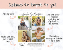 Load image into Gallery viewer, Yearbook AD Template, Senior &amp; High School Graduation, Grad Announcement, School Yearbook, FULL Page, Photo Card, Yearbook Ad, Grad Tribute | Style 2
