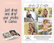 Load image into Gallery viewer, Yearbook AD Template, Senior &amp; High School Graduation, Grad Announcement, School Yearbook, FULL Page, Photo Card, Yearbook Ad, Grad Tribute | Style 2
