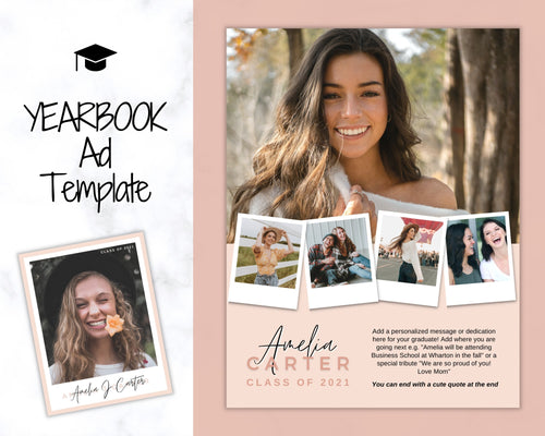 Yearbook AD Template, Senior & High School Graduation, Grad Announcement, School Yearbook, FULL Page, Photo Card, Yearbook Ad, Grad Tribute | Style 3