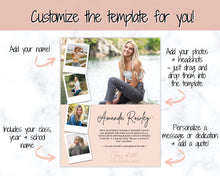 Load image into Gallery viewer, Yearbook AD Template, Senior &amp; High School Graduation, Grad Announcement, School Yearbook, FULL Page, Photo Card, Yearbook Ad, Grad Tribute | Style 4
