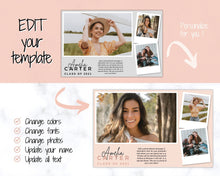 Load image into Gallery viewer, Yearbook AD Template, Senior &amp; High School Graduation, Grad Announcement, School Yearbook, HALF Page, Photo Card, Yearbook Ad, Grad Tribute | Style 2
