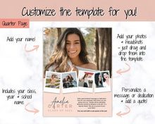 Load image into Gallery viewer, Yearbook AD Template, Senior &amp; High School Graduation, Grad Announcement, School Yearbook, QUARTER Page, Photo Card, Yearbook Ad, Tribute | Post Horizontal
