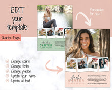 Load image into Gallery viewer, Yearbook AD Template, Senior &amp; High School Graduation, Grad Announcement, School Yearbook, QUARTER Page, Photo Card, Yearbook Ad, Tribute | Post Horizontal
