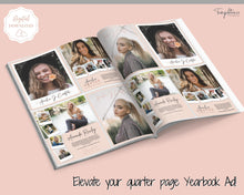 Load image into Gallery viewer, Yearbook AD Template, Senior &amp; High School Graduation, Grad Announcement, School Yearbook, QUARTER Page, Photo Card, Yearbook Ad, Tribute | Post Horizontal

