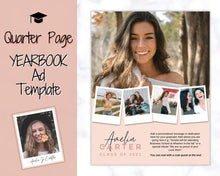Load image into Gallery viewer, Yearbook AD Template, Senior &amp; High School Graduation, Grad Announcement, School Yearbook, QUARTER Page, Photo Card, Yearbook Ad, Tribute | Post Horizontal
