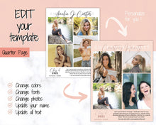 Load image into Gallery viewer, Yearbook AD Template, Senior &amp; High School Graduation, Grad Announcement, School Yearbook, QUARTER Page, Photo Card, Yearbook Ad, Tribute | Scrawl
