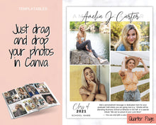 Load image into Gallery viewer, Yearbook AD Template, Senior &amp; High School Graduation, Grad Announcement, School Yearbook, QUARTER Page, Photo Card, Yearbook Ad, Tribute | Scrawl
