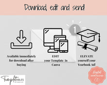 Load image into Gallery viewer, Yearbook AD Template, Senior &amp; High School Graduation, Grad Announcement, School Yearbook, QUARTER Page, Photo Card, Yearbook Ad, Tribute | Scrawl
