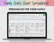 Load and play video in Gallery viewer, Chore Chart Spreadsheet | Editable Family Planner Printable, Colorful Weekly Family Schedule
