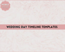 Load and play video in Gallery viewer, Wedding Day Timeline Template | EDITABLE Order of Events, Wedding Schedule, Wedding Itinerary Template | Mono Lux

