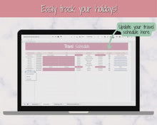 Load and play video in Gallery viewer, Digital Ultimate Travel Planner | Google Sheets Editable Travel Spreadsheet, Trip Expense Tracker, Packing List, Vacation Schedule | Pink
